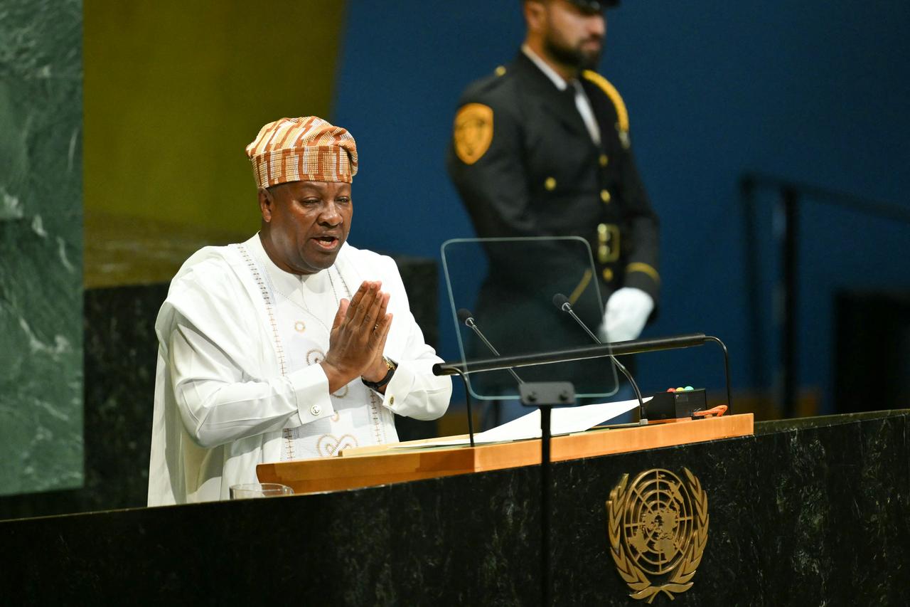 Ghana's President John Mahama speaks during the 81st United Nations General Assembly at the United Nations Headquarters in New York, on September 24, 2026. (AFP Photo)
