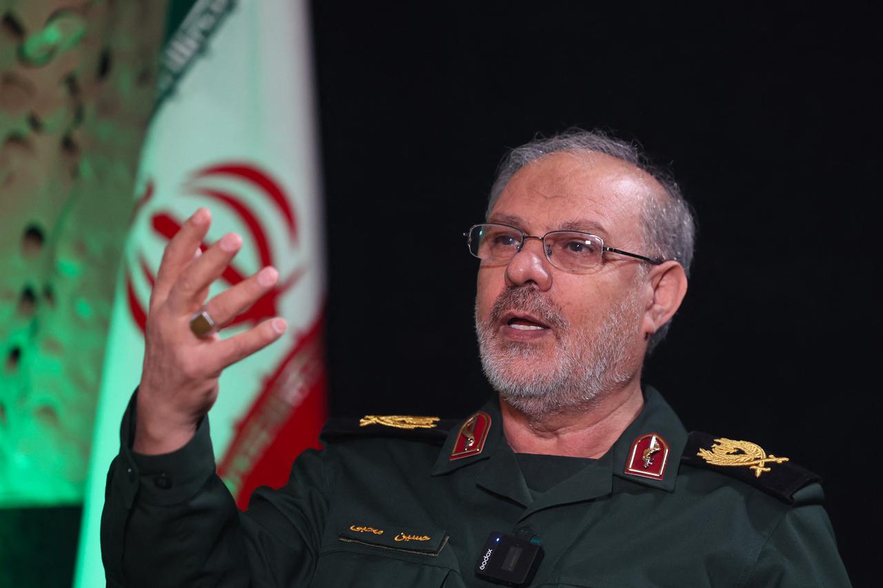Hossein Mohibi, spokesperson of Iran's Revolution Guard Corps (IRGC), speaks during an exclusive interview with AFP in Tehran on September 22, 2026. (AFP Photo)