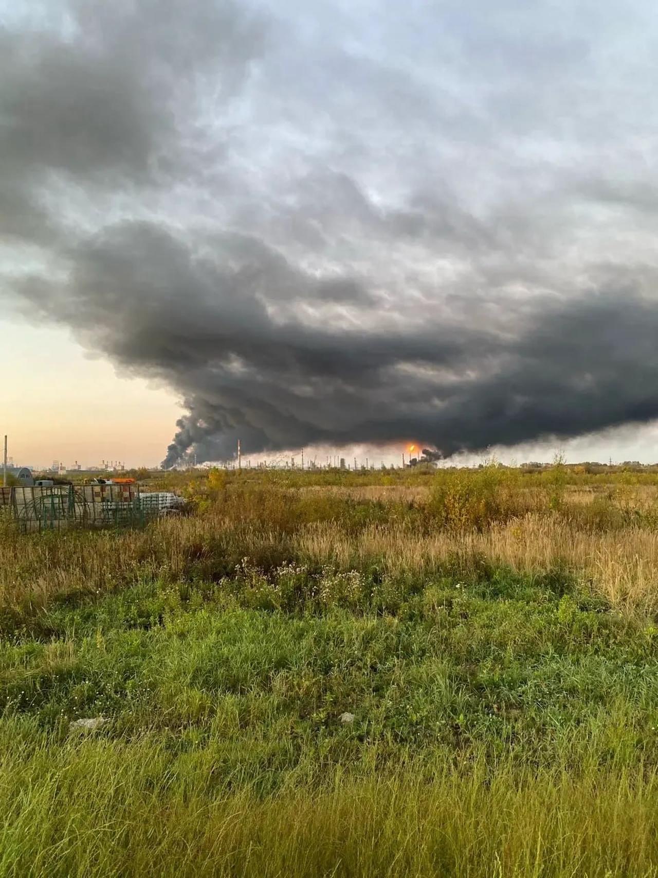 The photo shows the refinery in Perm, which was also targeted by Ukrainian drones overnight in Russia on Sept. 25, 2026. (Photo via Telegram)