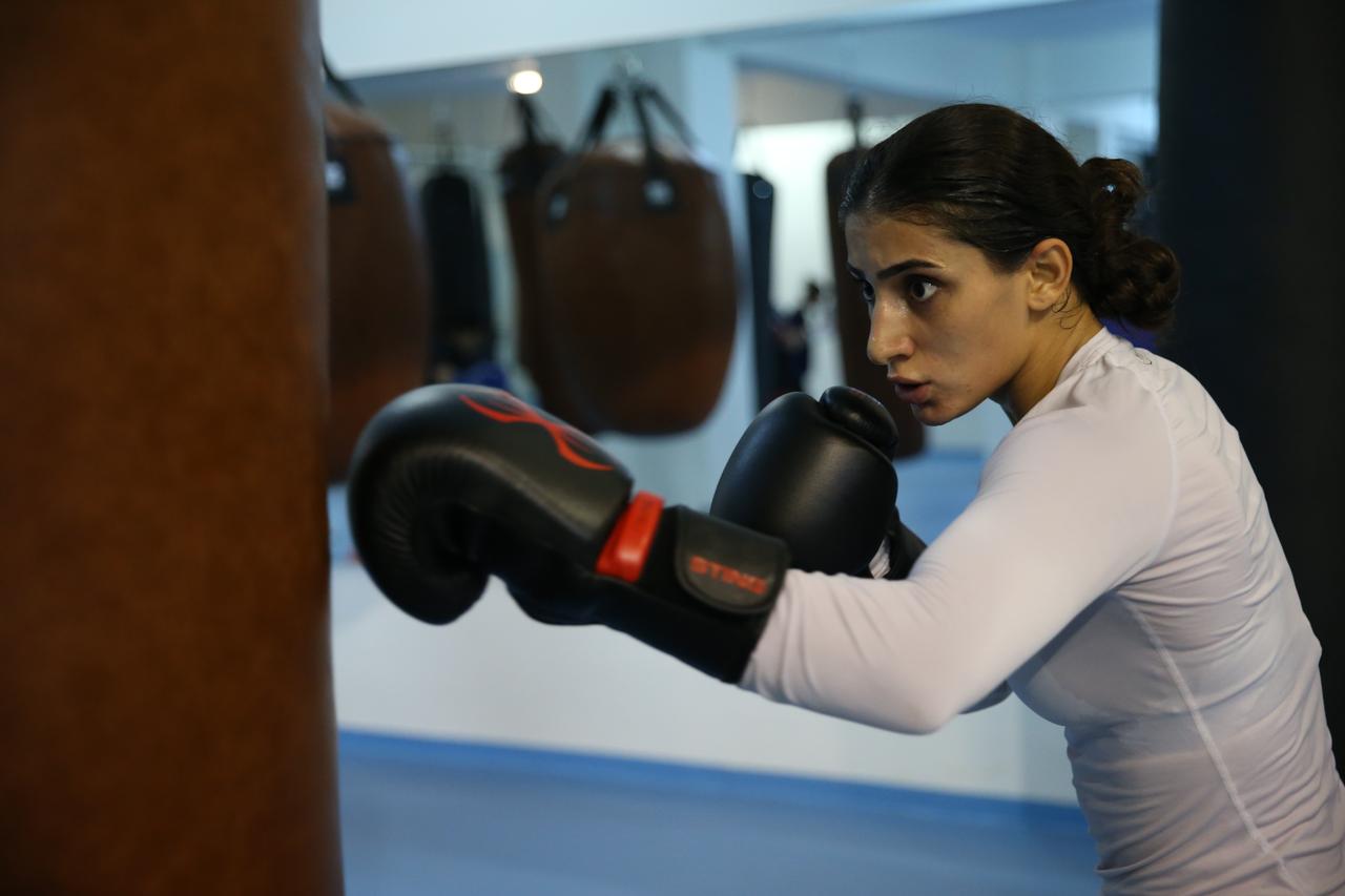National boxer Pinar Benek trains at the Kastamonu Kadidagi Boxing Camp Training Center in preparation for the Under-23 European Championship. (AA Photo)