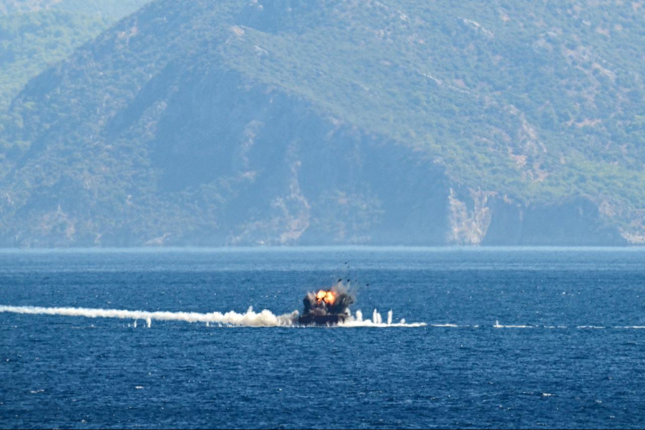 Turkish Armed Forces conduct the Distinguished Observer Day activities of the Denizkurdu-I/2026 Exercise in the Eastern Mediterranean, off the coast of Aksaz, Marmaris in Mugla, Türkiye, Sept. 24, 2026. (AA Photo)