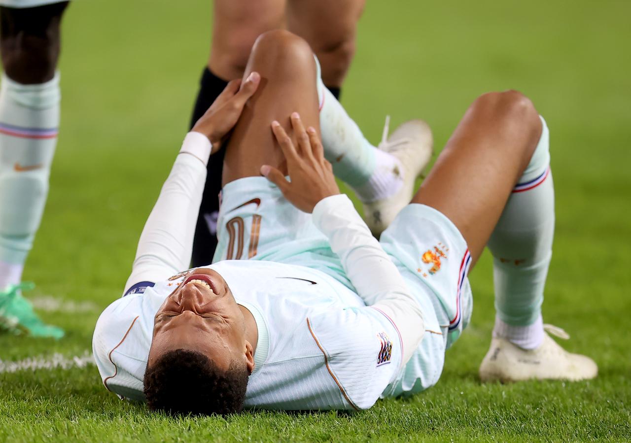 Kylian Mbappe (10) of France injures during the UEFA Nations League A League Group 1 match between Türkiye and France at Kocaeli Stadium in Kocaeli, Türkiye, on September 25, 2026. (AA Photo)
