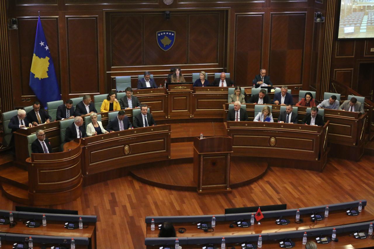 Kosovo Prime Minister Albin Kurti attends a parliamentary session as his new government wins a vote of confidence at the Assembly of Kosovo in Pristina, Kosovo, on September 13, 2026. (AA Photo)