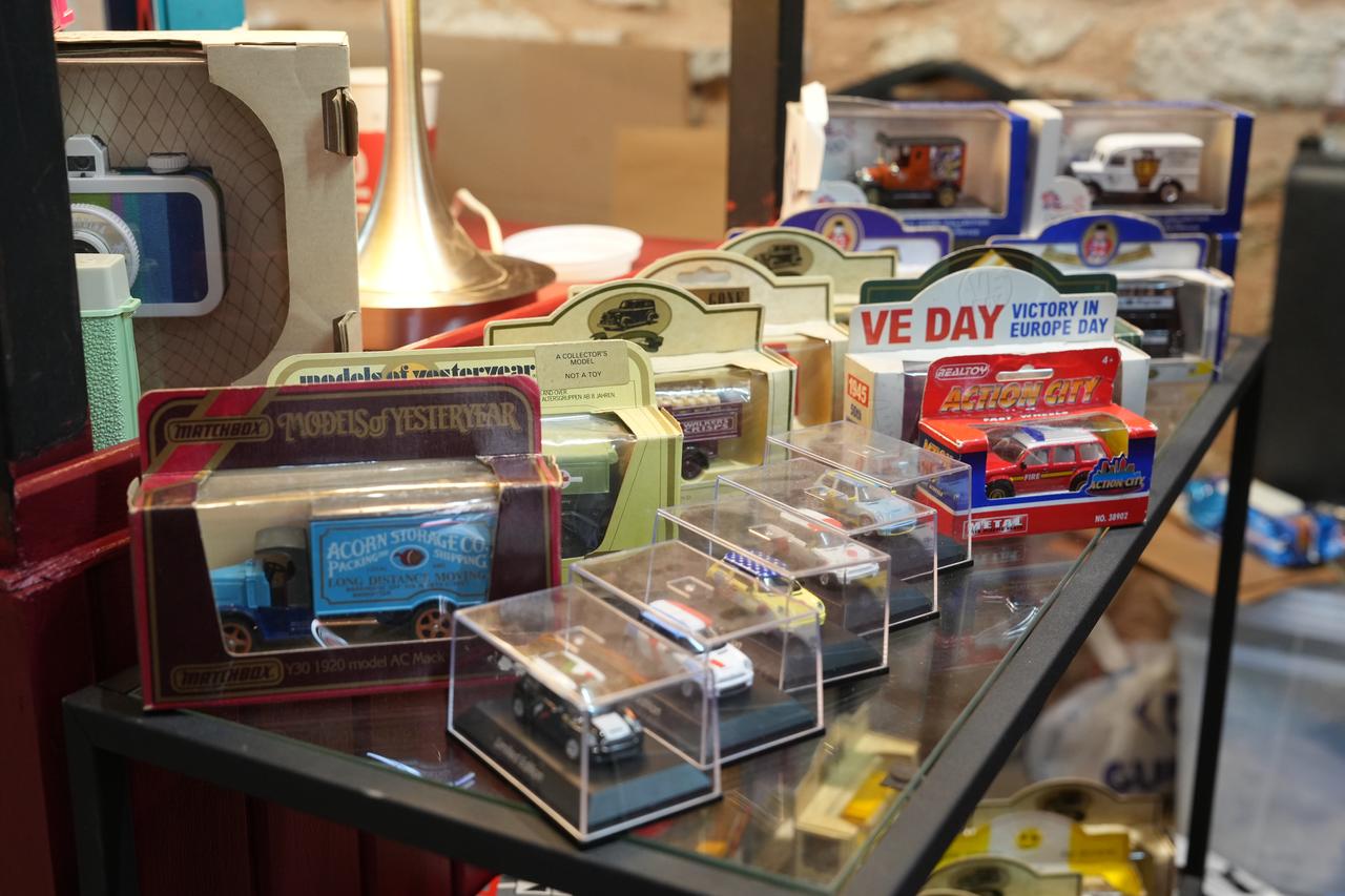 Vintage model cars and other collectible items are displayed for sale at the Art & Antique Fest at Fisekhane in Istanbul, Türkiye. (AA Photo)