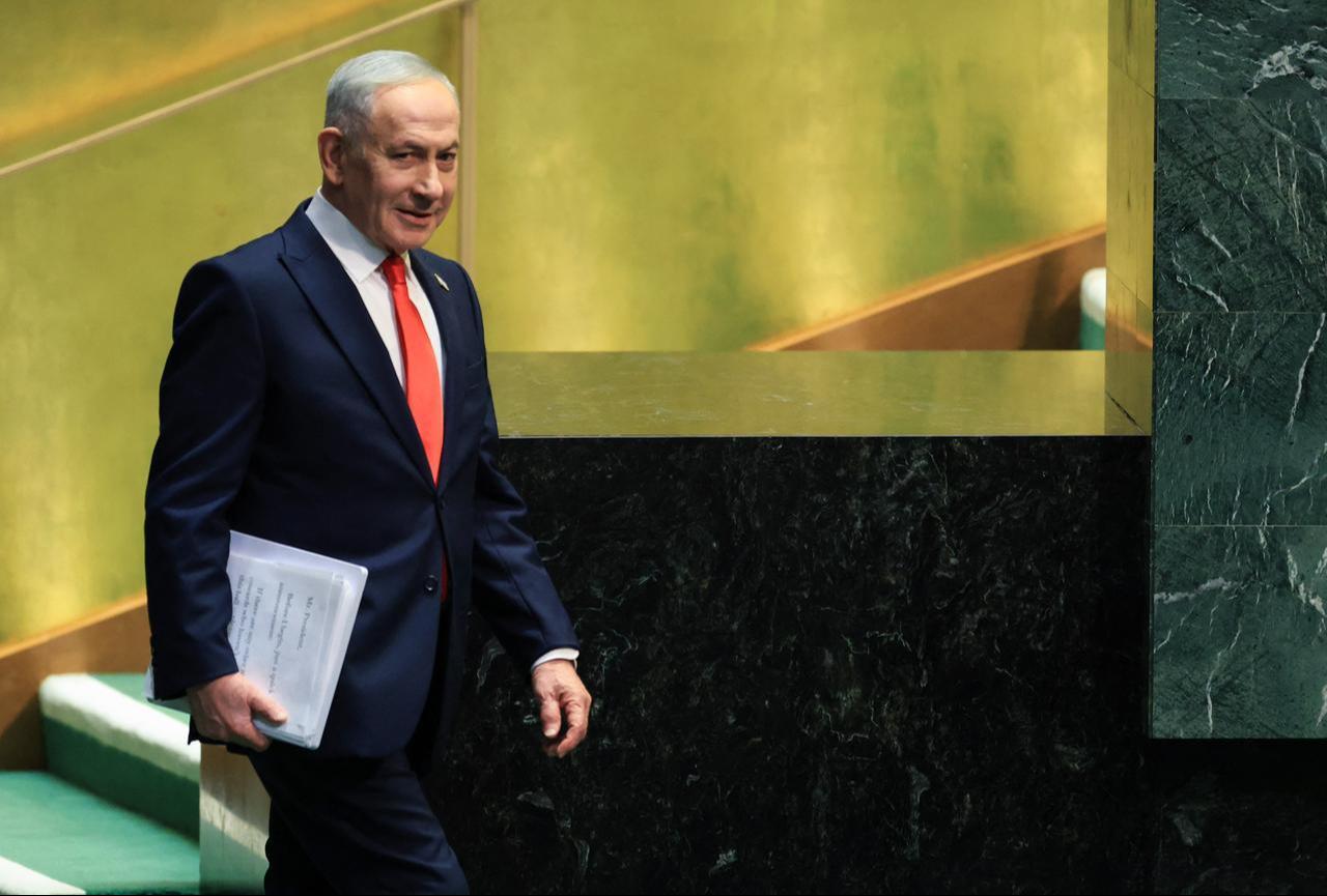 Israel's Prime Minister Benjamin Netanyahu arrives to speak during the 81st United Nations General Assembly at the United Nations Headquarters in New York, Sept.24, 2026. (AFP Photo)