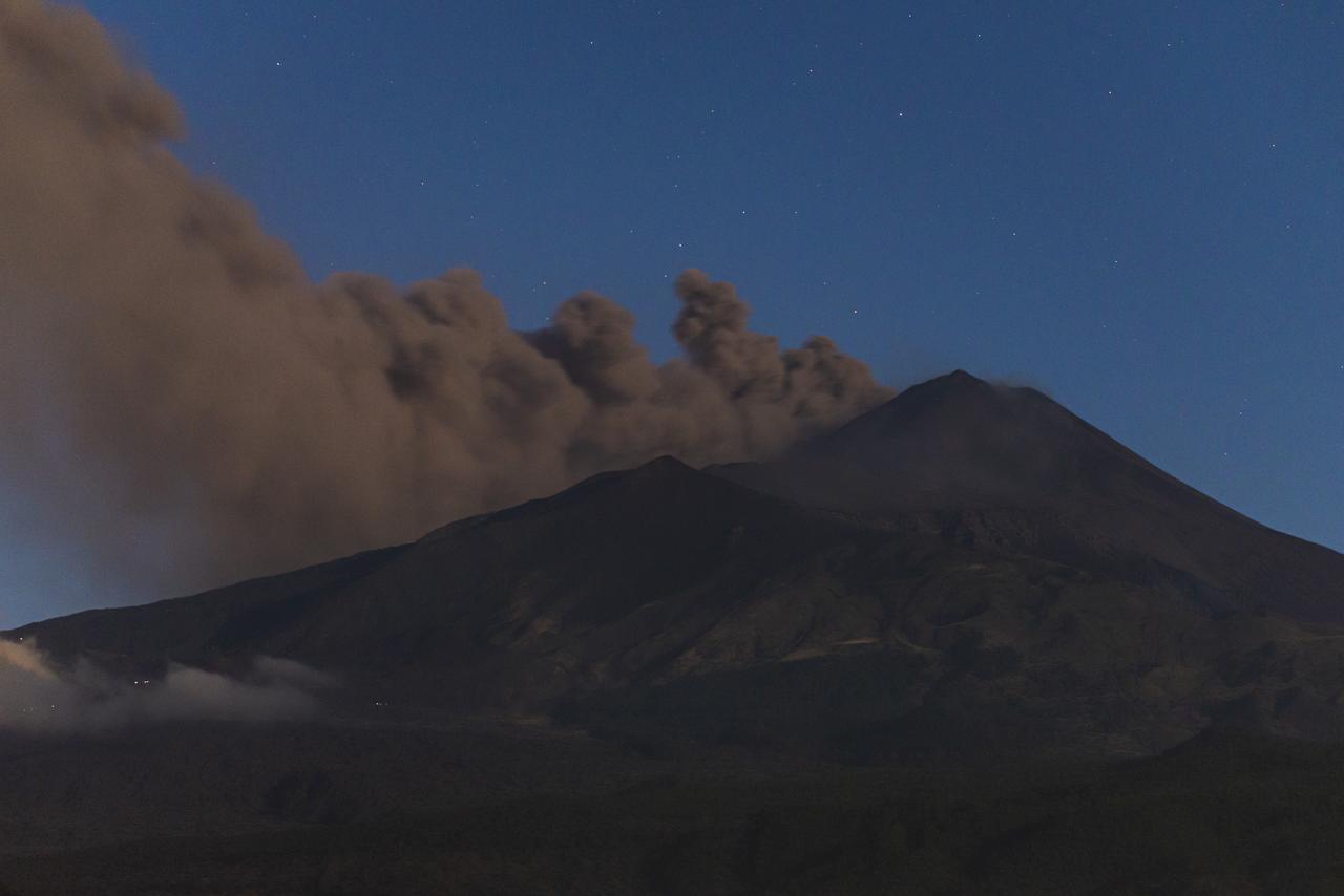 Ash rises from Mount Etna during volcanic activity near Catania, Sicily, Italy, Sept. 27, 2026. (AA Photo)