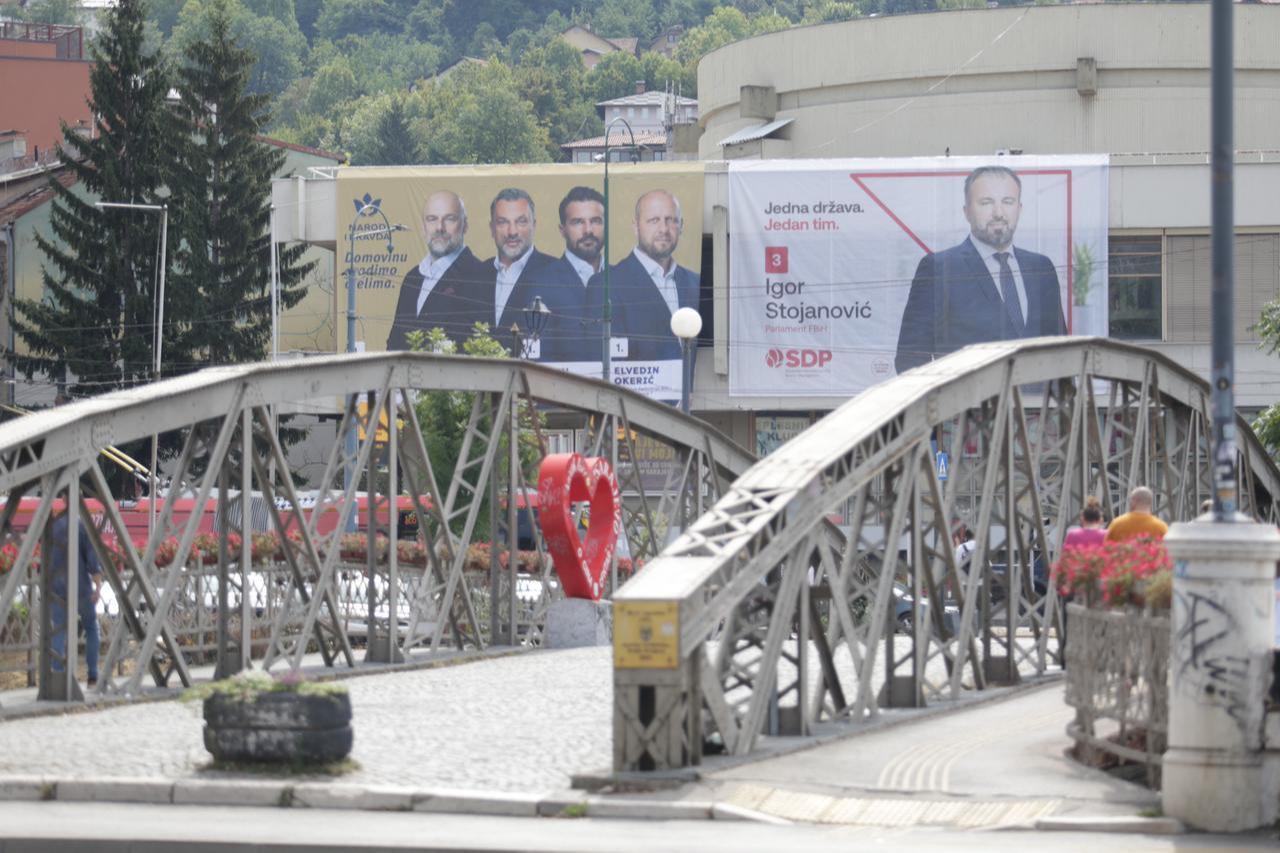 Posters featuring candidates and campaign materials of political parties are displayed across the capital Sarajevo and many other parts of the country, in Sarajevo, Bosnia and Herzegovina on Sep. 04, 2026. (AA Photo)