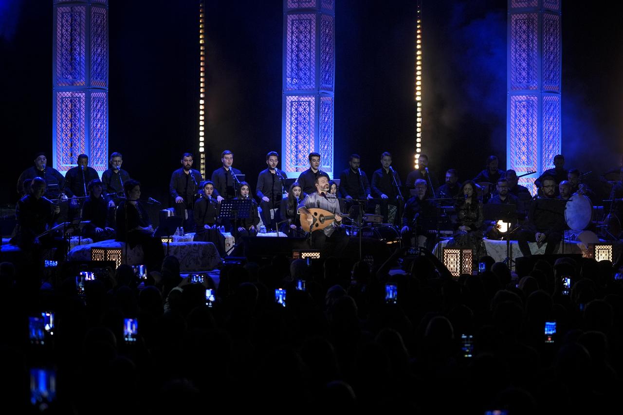 Renowned British-Azerbaijani singer and composer Sami Yusuf performs live on stage during a concert at the Istanbul Congress Center (ICC) in Istanbul, Türkiye on September 27, 2026. (AA Photo)