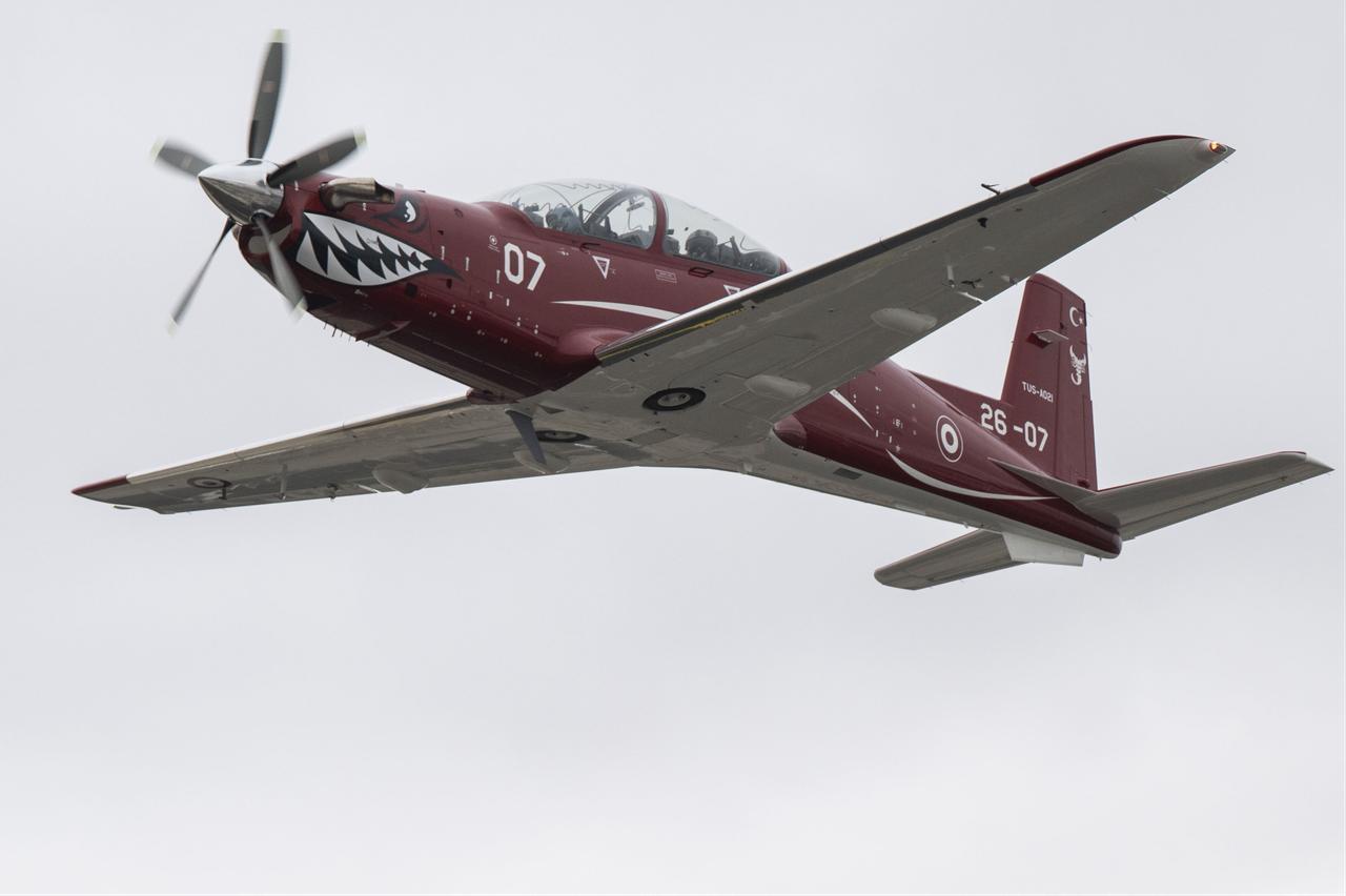The photo shows Turkish Aerospace Industries' (TAI) Hurkus-II next-generation basic trainer during a delivery ceremony in Ankara, Türkiye, Sept. 28, 2028. (AA Photo)