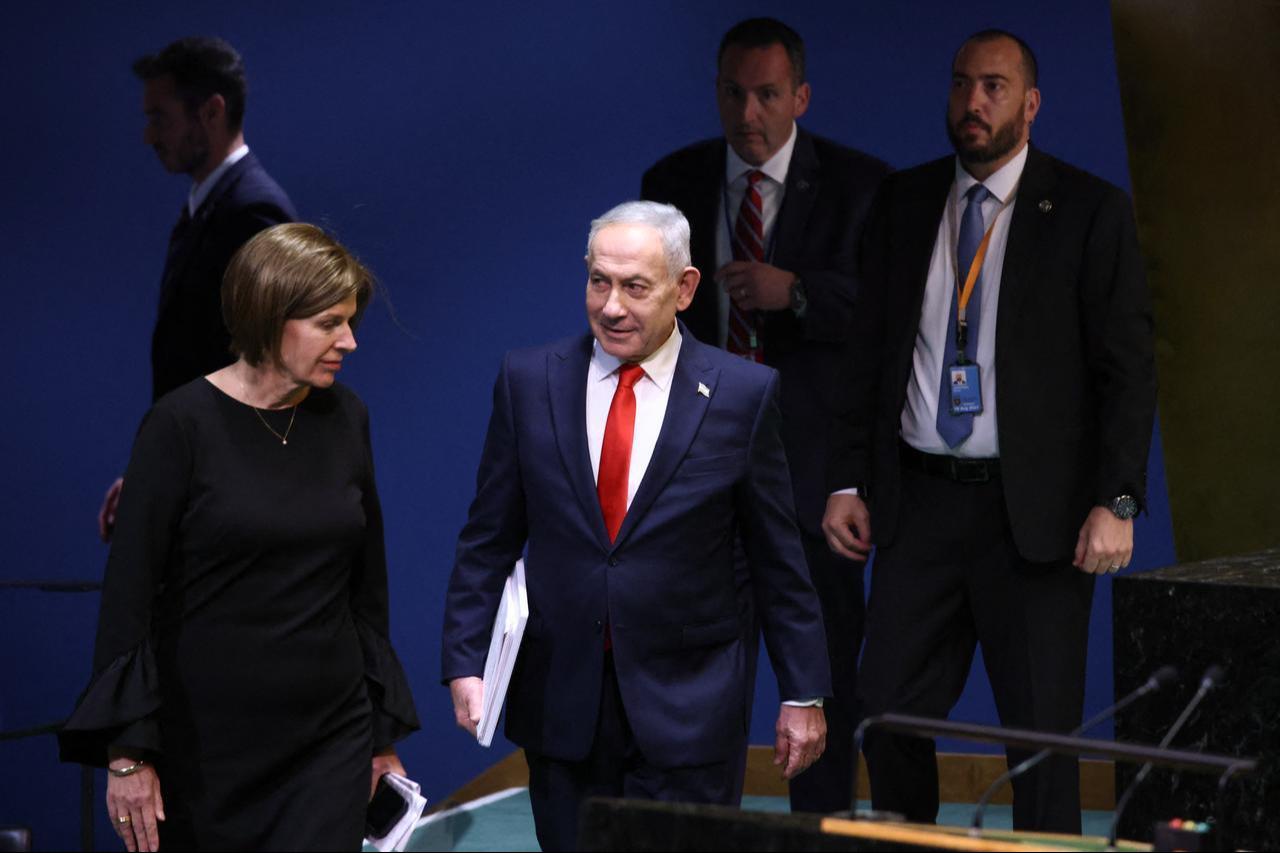 Israel's Prime Minister Benjamin Netanyahu arrives to speak during the 81st United Nations General Assembly at the United Nations Headquarters in New York, Sept. 24, 2026. (AFP Photo)