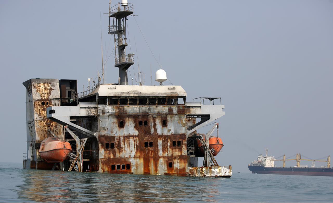 A view of the Iranian Revolutionary Guard Corps Navy warship struck by a U.S. missile, off the coast of Bandar Abbas, Iran, on September 9, 2026. (AA Photo)