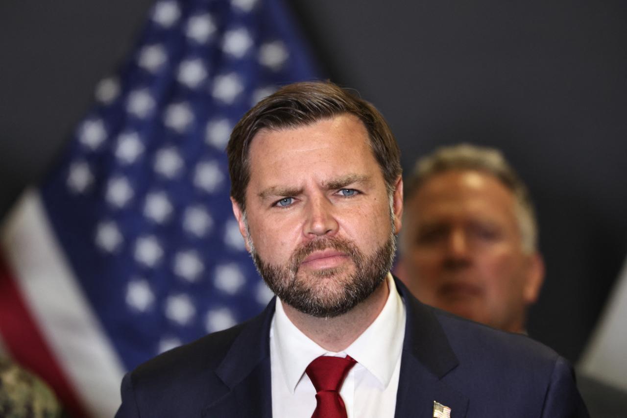 US Vice President JD Vance listens to a question during a press conference following a military briefing at the Civilian Military Coordination Center in southern Israel, Oct. 21, 2025. (AFP Photo)