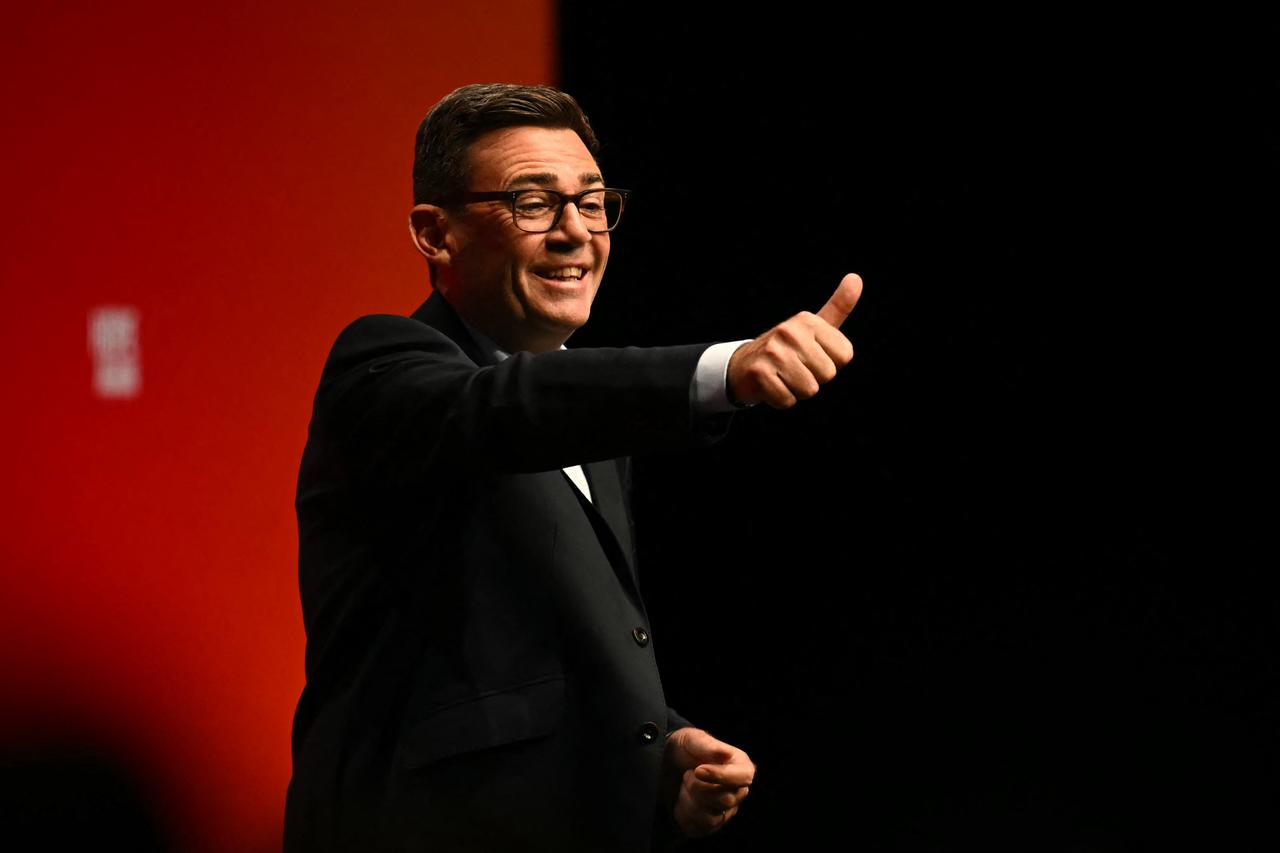 Britain's Prime Minister Andy Burnham reacts before delivering a speech on the third day of the annual Labour Party conference in Liverpool, north-west England, on September 29, 2026. (AFP Photo)