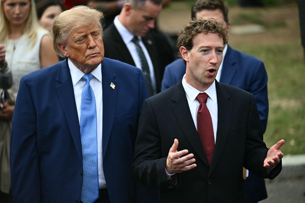 CEO of Meta Mark Zuckerberg speaks to the press as US President Donald Trump looks on after a meeting with technology executives about artificial intelligence at the White House in Washington, DC, on September 29, 2026. (AFP Photo)