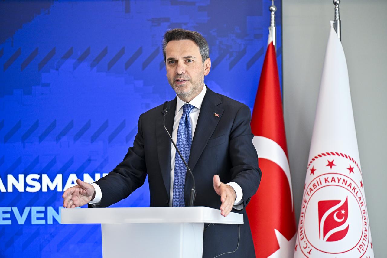 Energy and Natural Resources Minister Alparslan Bayraktar speaks at the launch of the International Energy Agency’s "Türkiye Energy Policy Review" report in Istanbul, Türkiye, Sept. 4, 2026. (AA Photo)