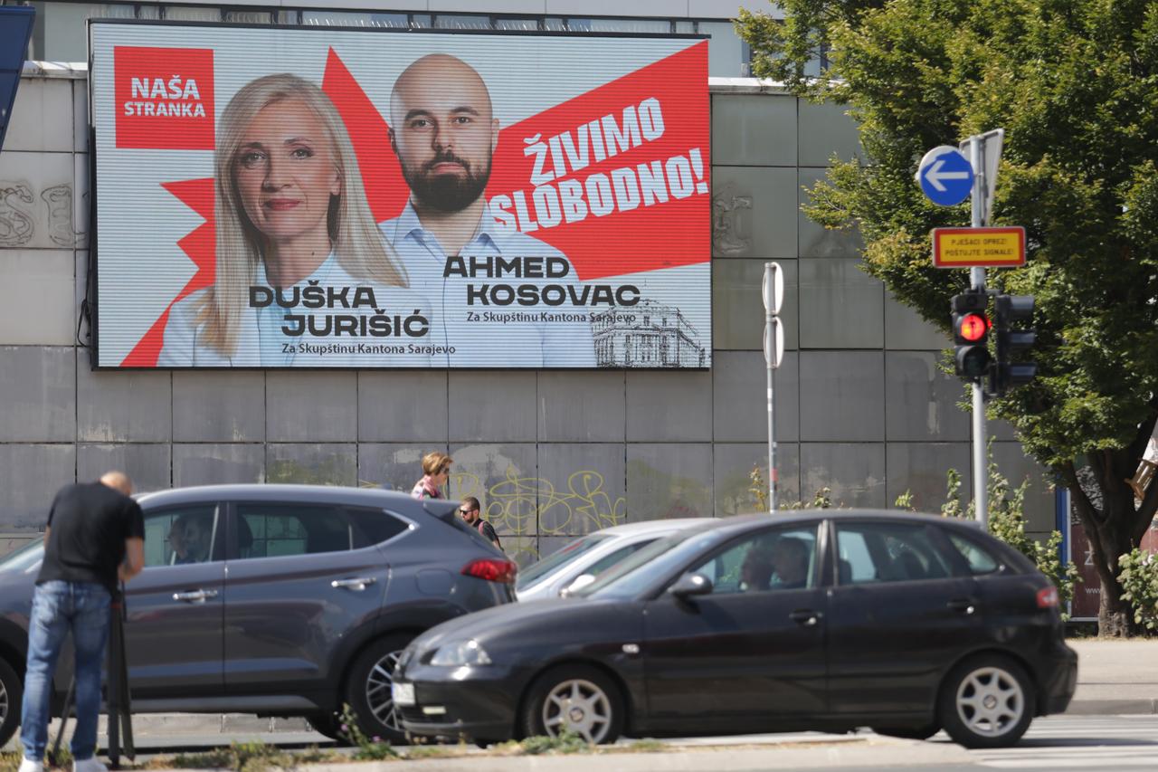 Posters featuring candidates and campaign materials of political parties are displayed across the capital Sarajevo and many other parts of the country, in Sarajevo, Bosnia and Herzegovina on Sep. 04, 2026. (AA Photo)