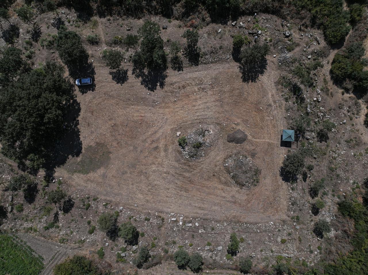 An aerial view shows the excavation area of the ancient city of Hadrianoutherai in Balıkesir, Türkiye, Sept. 5, 2026. (AA Photo)