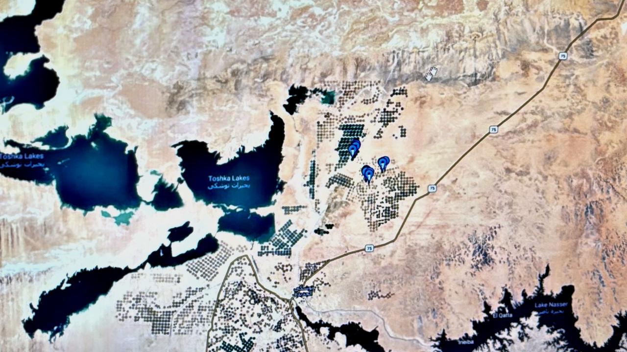 A map shows the migration route of Atlas, a stork born at Ormanya Wildlife Park in Kocaeli, Türkiye, during its roughly 2,000-kilometer journey to Egypt, Sept. 5, 2026. (AA Photo)
