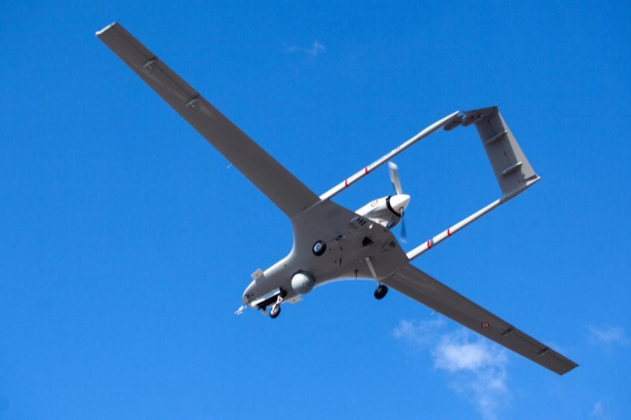 A Turkish-made Bayraktar TB2 drone flies at a military air base in the Turkish Republic of Northern Cyprus (TRNC), Dec. 16, 2019. (AFP Photo)