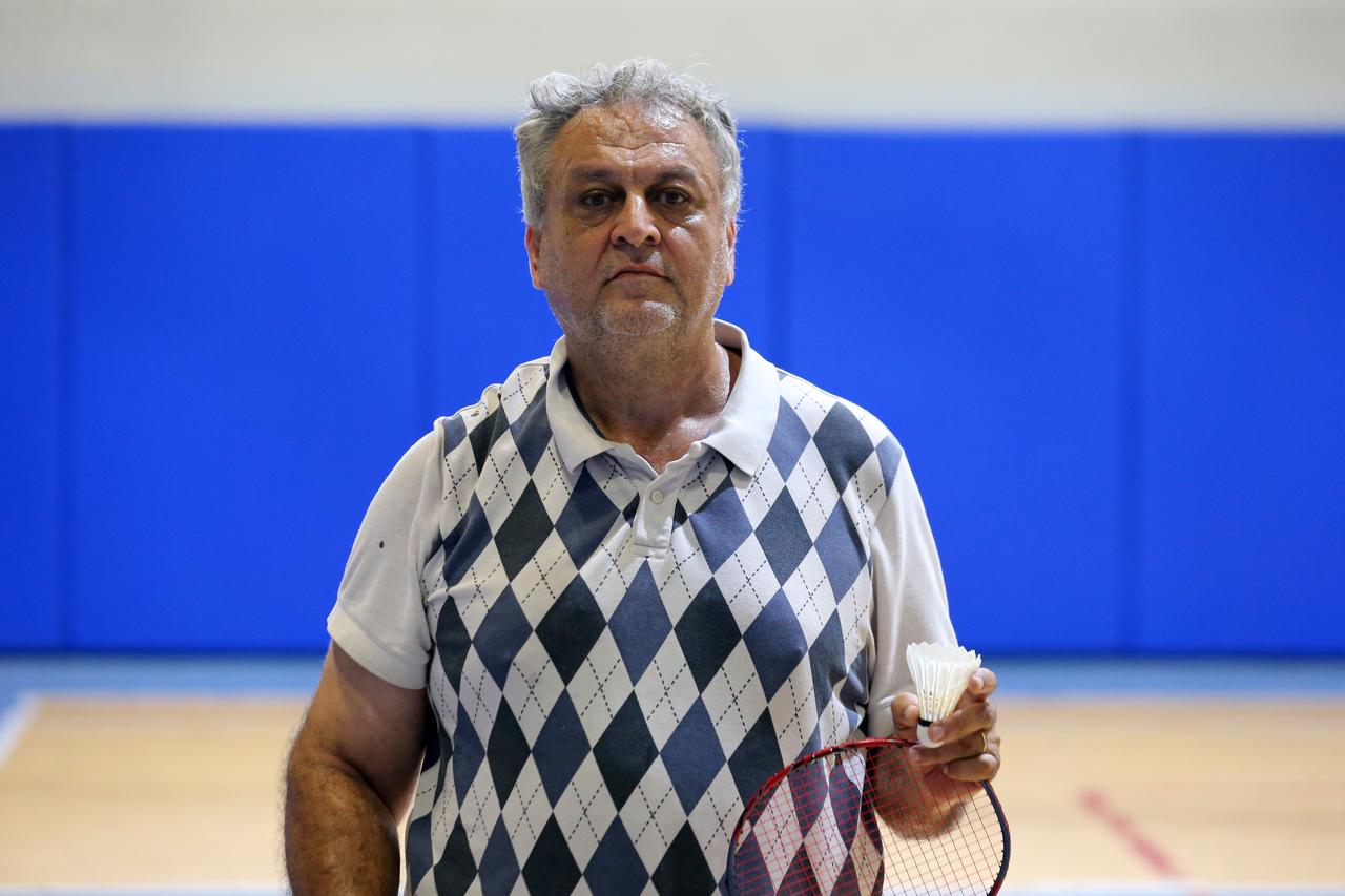 Cavit Sengun during a badminton training session in Karabuk ahead of the European Veterans Badminton Championship in Italy. (AA Photo)