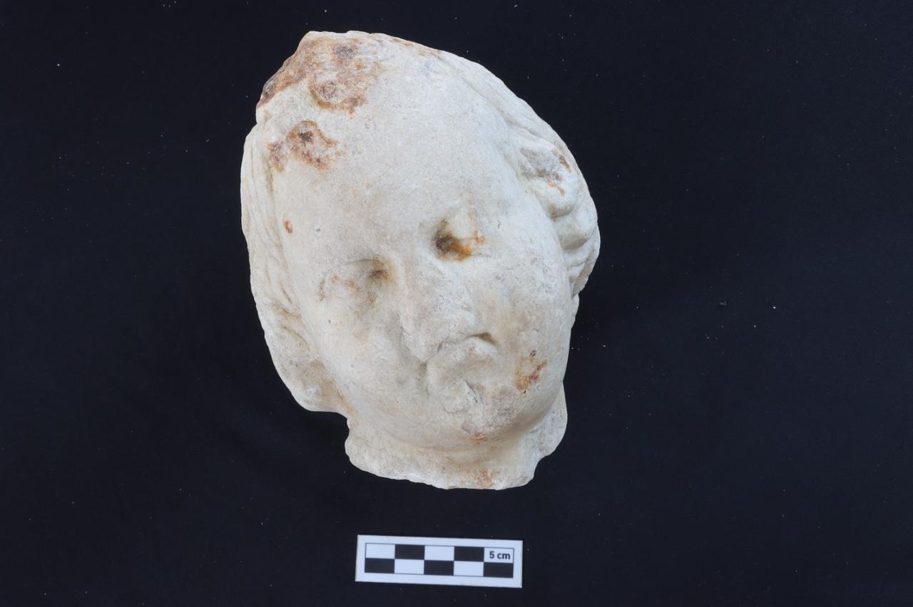 An Eros head dating to the second half of the second century A.D., uncovered during excavations at the ancient city of Pompeiopolis in Kastamonu, Türkiye. (Photo via Ministry of Culture and Tourism)