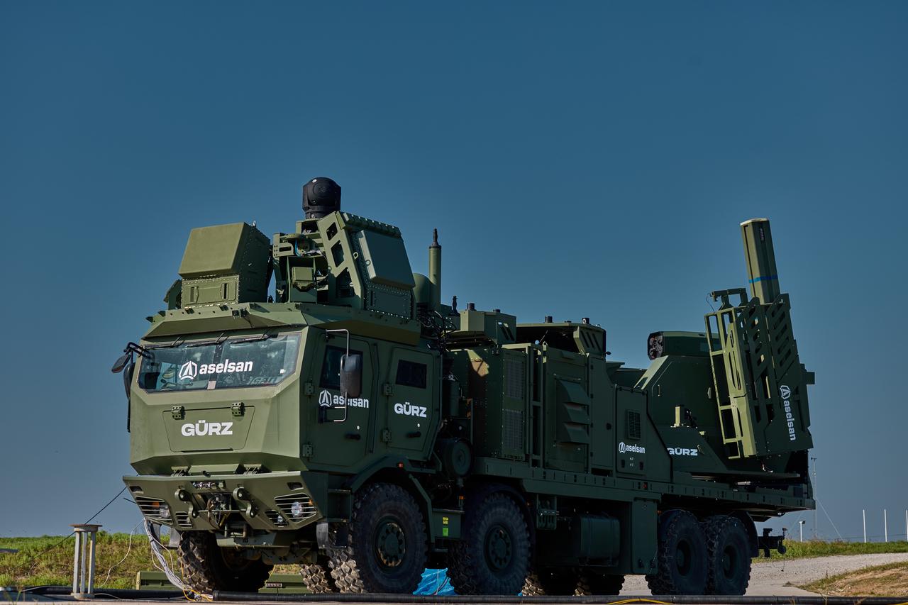 The photo shows Aselsan's Gurz air defense system during a live-fire test on Sept. 5, 2026. (AA Photo)