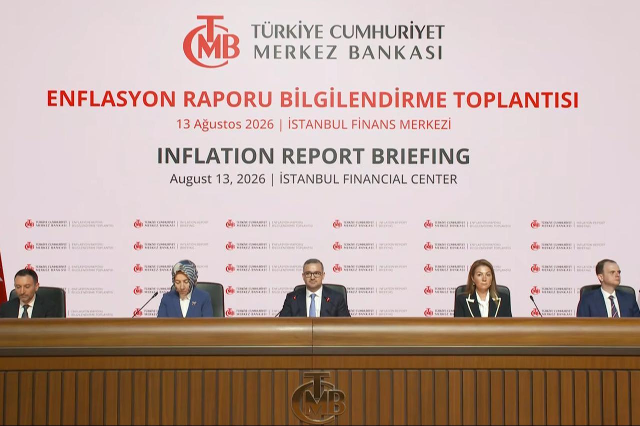 CBRT Governor Fatih Karahan speaks during the central bank’s Inflation Report Briefing in Istanbul, Aug. 13, 2026. (Photo via CBRT)