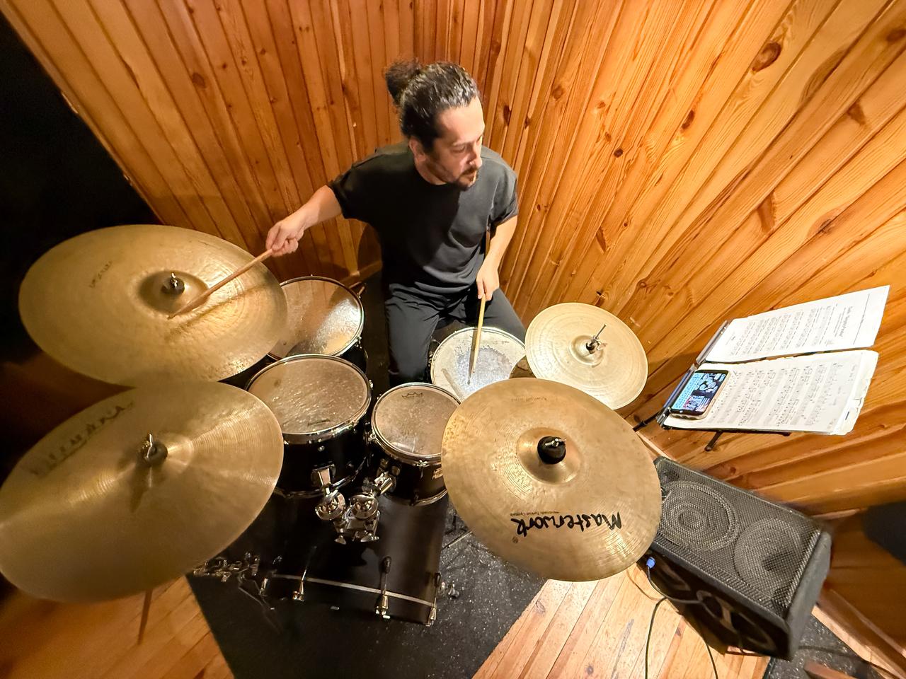 Drummer Ali Yildiz of Türkiye's first deaf music group. (AA photo)