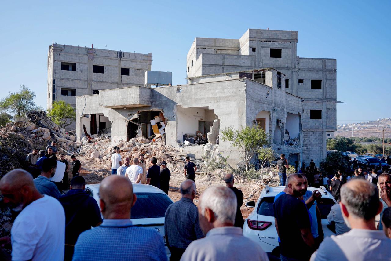 Local Palestinians inspect severe damage inside a family home following an Israeli military raid and siege in the Diriya area, south of Nablus in West Bank, Palestine on September 8, 2026. (AA Photo)
