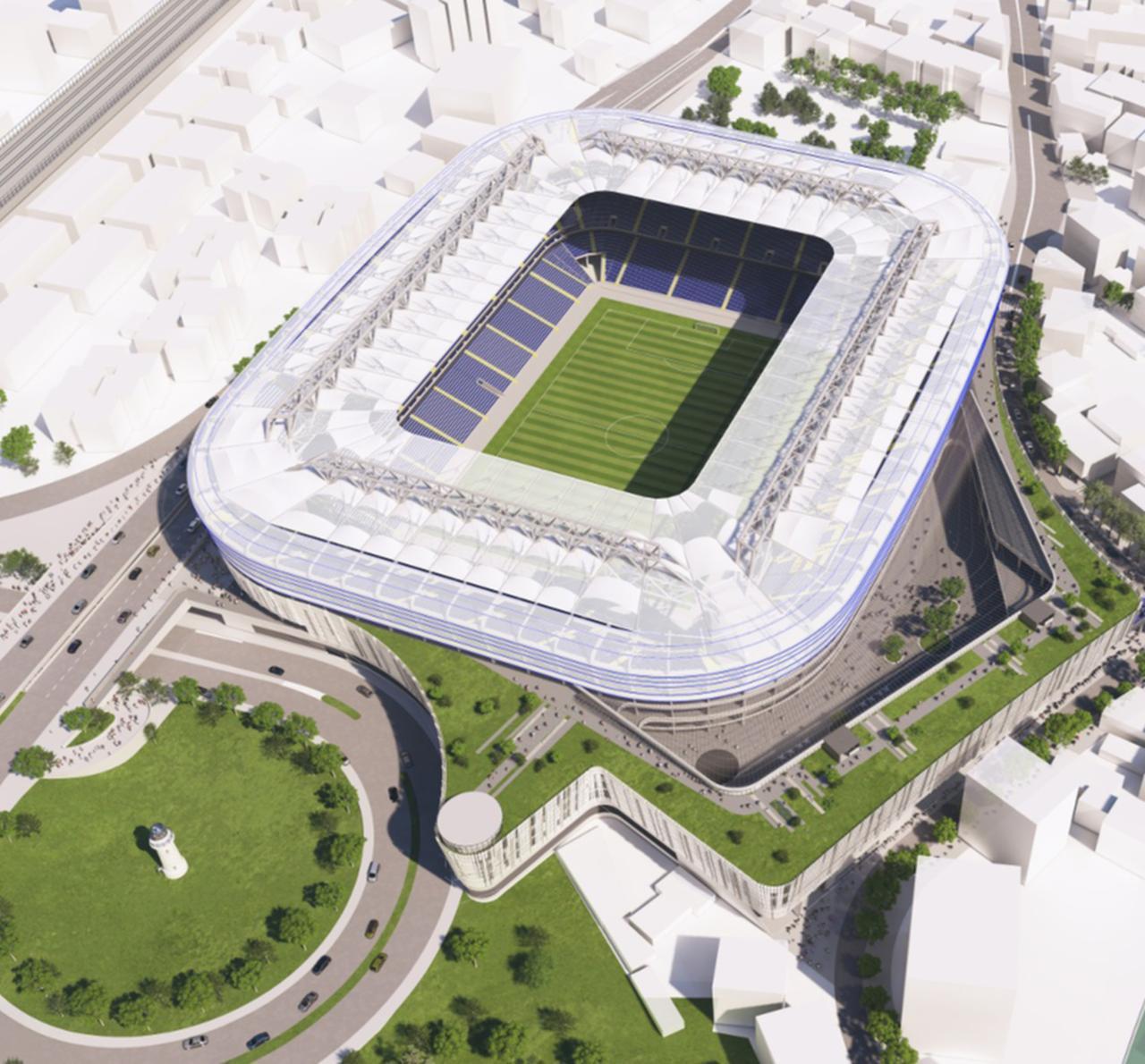 A computer-generated rendering shows how Fenerbahce's Chobani Stadium is expected to look after the planned expansion raises its capacity to 64,000. (Image via fenerbahce.org)