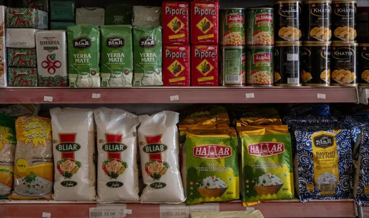 Packages of mate, both imported and produced in Syria, in a grocery store in Sarmada, Syria. (Photo by Nicole Tung for The New York Times)