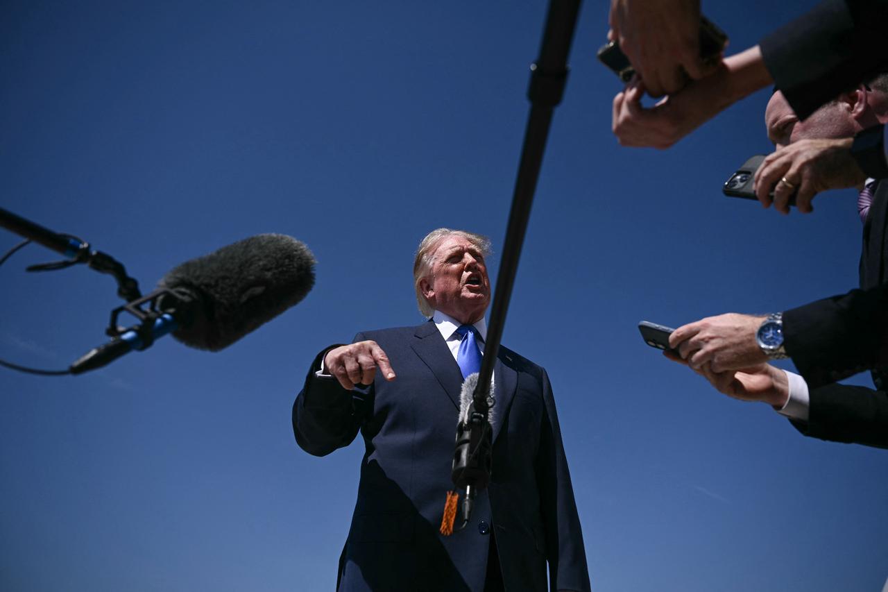 US President Donald Trump speaks to reporters before boarding Air Force One at Joint Base Andrews in Maryland on Sep.9, 2026. (AFP Photo)