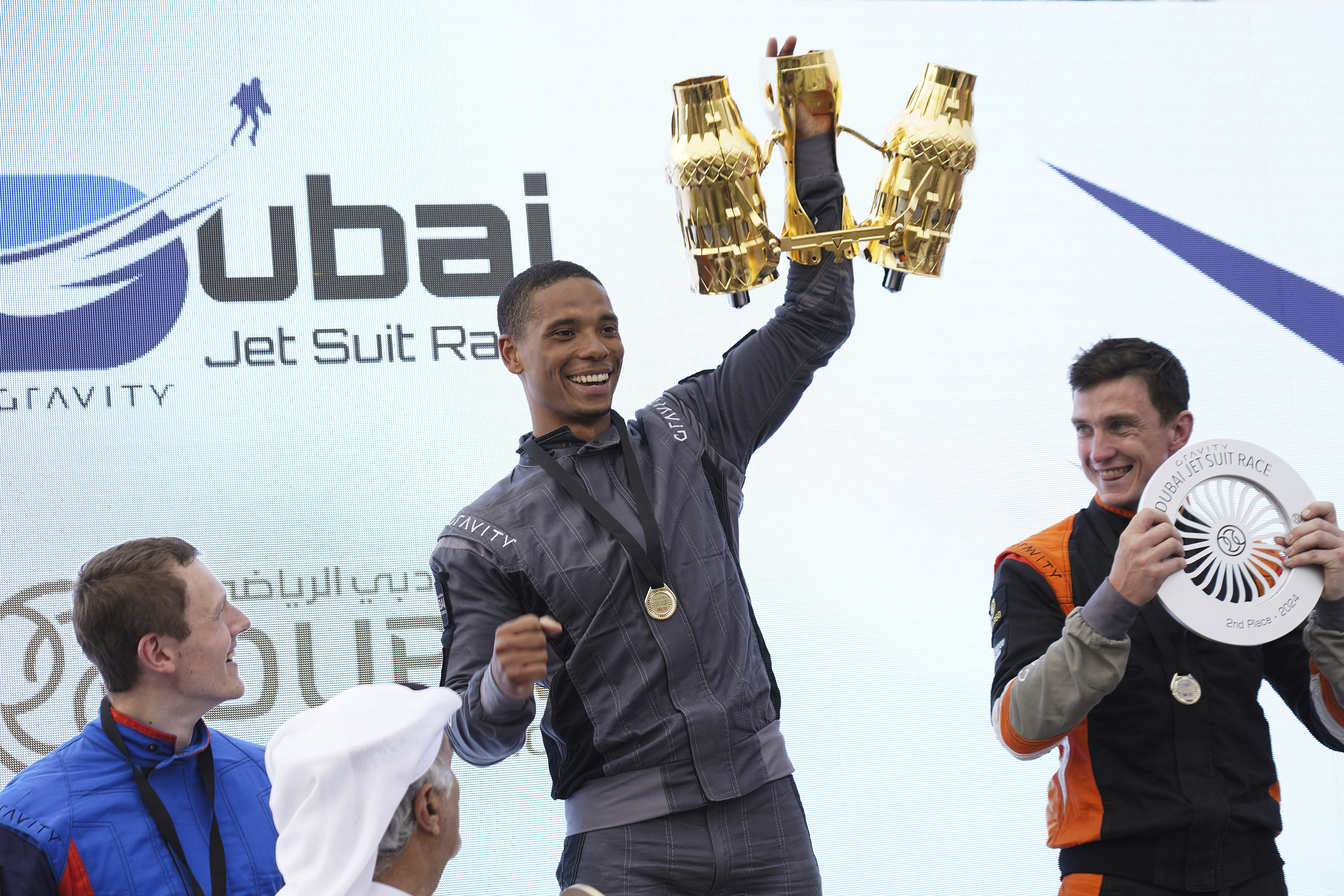 'Iron Man' pilots race in jet suits against backdrop of Dubai skyscrapers
