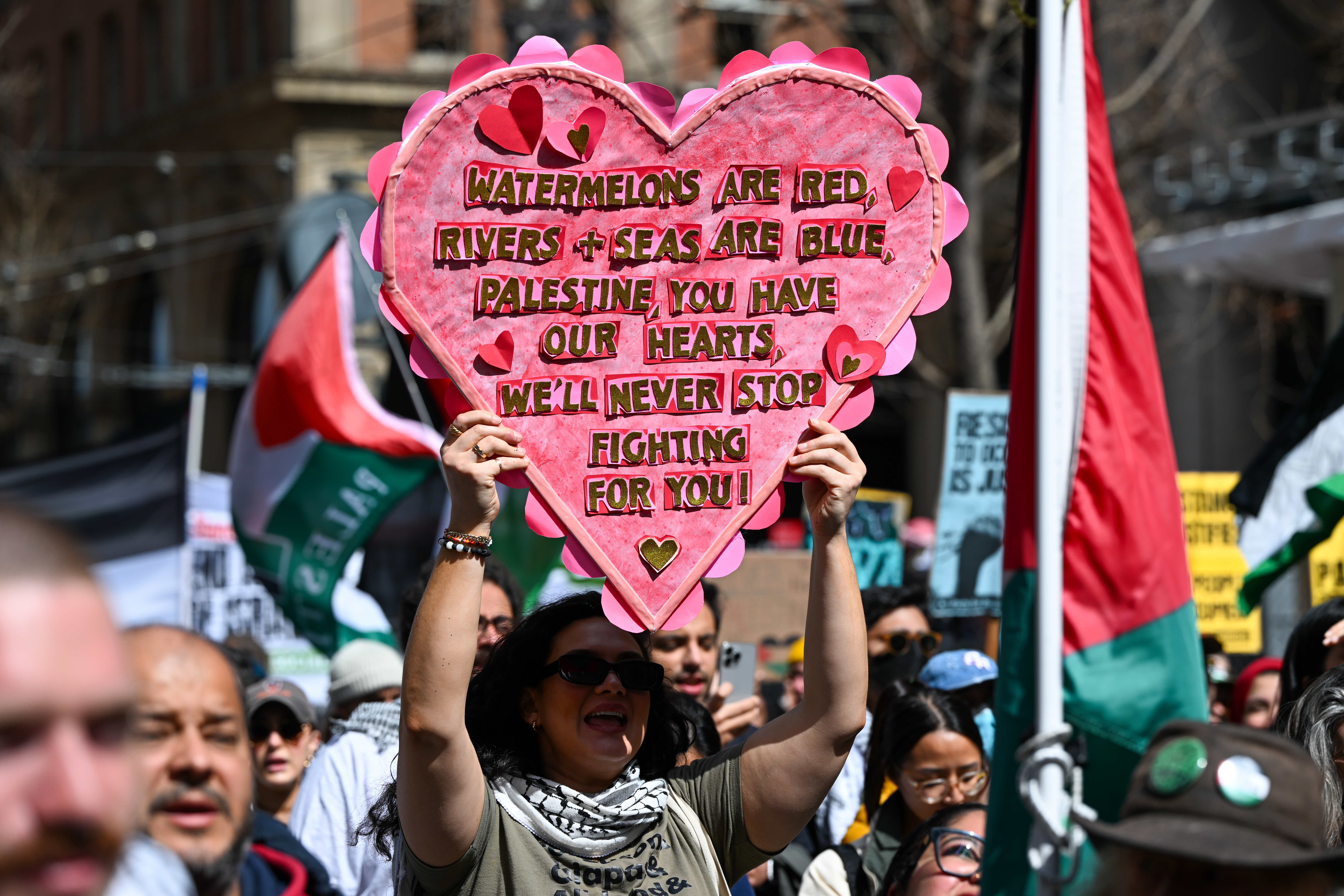 Pro-Palestinian demonstrators in San Francisco rally against Israeli attacks